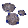 Multifunctional Boho Handwoven Round Rattan -Seagrass Trays – Set of 3, Moroccan Wall Decor & Kitchen Storage.