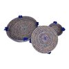Multifunctional Boho Handwoven Round Rattan -Seagrass Trays – Set of 3, Moroccan Wall Decor & Kitchen Storage.