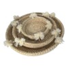 Multifunctional Boho Handwoven Round Rattan -Seagrass Trays – Set of 3, Moroccan Wall Decor & Kitchen Storage.