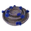 Multifunctional Boho Handwoven Round Rattan -Seagrass Trays – Set of 3, Moroccan Wall Decor & Kitchen Storage.