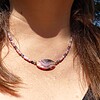 Pink Treasure: Ketting met grote roze agaat, rhodoniet en blauwe aventurijn