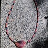 Pink Treasure: Ketting met grote roze agaat, rhodoniet en blauwe aventurijn