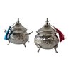 Set of 4 Handmade Moroccan Sugar Bowls with Lid – Silver Plated Brass – Andalusian Tea Container – Vintage Decor.
