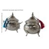 Set of 4 Handmade Moroccan Sugar Bowls with Lid – Silver Plated Brass – Andalusian Tea Container – Vintage Decor.