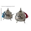 Set of 4 Handmade Moroccan Sugar Bowls with Lid – Silver Plated Brass – Andalusian Tea Container – Vintage Decor.