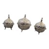 Set of 4 Handmade Moroccan Sugar Bowls with Lid – Silver Plated Brass – Andalusian Tea Container – Vintage Decor.