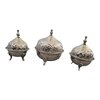 Set of 4 Handmade Moroccan Sugar Bowls with Lid – Silver Plated Brass – Andalusian Tea Container – Vintage Decor.