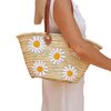 Straw Beach Bag with Pom Poms, Handmade French Market Tote, Boho Woven Basket Bag, Summer Beach Tote, Unique Gift for Her