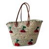 Straw Beach Bag with Pom Poms, Handmade French Market Tote, Boho Woven Basket Bag, Summer Beach Tote, Unique Gift for Her