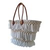 Straw Beach Bag with Pom Poms, Handmade French Market Tote, Boho Woven Basket Bag, Summer Beach Tote, Unique Gift for Her