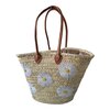 Straw Beach Bag with Pom Poms, Handmade French Market Tote, Boho Woven Basket Bag, Summer Beach Tote, Unique Gift for Her