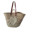Straw Beach Bag with Pom Poms, Handmade French Market Tote, Boho Woven Basket Bag, Summer Beach Tote, Unique Gift for Her