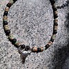 Taurus: stoere ketting (m/v) met aquaterra jaspis, basalt en verzilverde stierenschedel