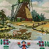 Totebag met geborduurde molen en Barbapa voering