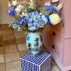 Unieke handgemaakte bijzettafel blauw - 25x25cm