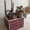 Unieke handgemaakte bijzettafel bordeaux - 42x42x28cm