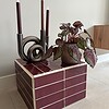 Unieke handgemaakte bijzettafel bordeaux - 42x42x28cm