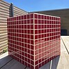 Unieke handgemaakte bijzettafel rood - 30x30cm