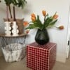 Unieke handgemaakte bijzettafel rood - 30x30cm