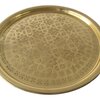 Vintage Moroccan Brass Coffee Table Handmade Engraved Copper Tray Folding Legs ⌀42,5cm.