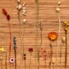 Wandhanger gemaakt op naturel bamboematje met gedroogde bloemen - Botanische Bamboe Kunst - Boho Natuurlijk - Geperste Bloemen