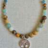 Zilveren ketting half schakelketting half edelstenen | Tree of Life