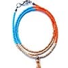 Armband met turquoise, oranje, beige rocailles. Handgemaakte polsband met kwastje, 3 rijen wikkelarmband, vriendschapsarmband, zilverkleurig