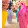 Cadeauset 5x elastieken bloemen in 3D vaas - diamant patroon (diverse kleuren)