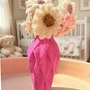 Cadeauset 5x elastieken bloemen in 3D vaas - diamant patroon (diverse kleuren)