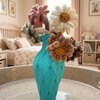 Cadeauset 5x elastieken bloemen in 3D vaas - diamant patroon (diverse kleuren)