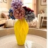 Cadeauset 5x elastieken bloemen in 3D vaas - diamant patroon (diverse kleuren)