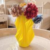 Cadeauset 5x elastieken bloemen in 3D vaas - golvend patroon (diverse kleuren)