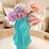 Cadeauset 5x elastieken bloemen in 3D vaas - golvend patroon (diverse kleuren)