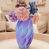 Cadeauset 5x elastieken bloemen in 3D vaas | rond- diverse kleuren)