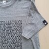 Hand bedrukt grijs katoen-viscose t-shirt, binair breien design, men's, medium