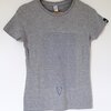 Hand bedrukt grijs katoenen-viscose t-shirt, blauw krokodillen design, women's, small