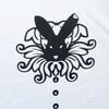 Hand bedrukt wit katoen t-shirt, zwart konijn en bloem design, men's, large