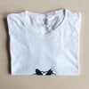 Hand bedrukt wit katoen t-shirt, zwart konijn en bloem design, men's, large