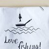 Hand bedrukt, wit katoenen t-shirt, grappig vissen design, "Love Fishing", men's, extra extra large