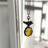 Handgemaakte vogelketting met zwart glas en zwart gepatineerd koper