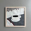 Just coffee & books - unieke handgemaakte wanddecoratie in wol