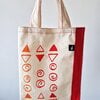 Kleine tas met rode spiralen en dreihoeken motief, small tote bag