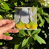 Micro gehaakte ginkgoblad oorbellen