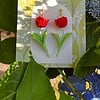 Micro gehaakte rode tulp oorbellen
