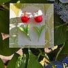 Micro gehaakte rode tulp oorbellen