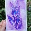 Mixed Media Semi Abstract Schilderij Print/Kaart, Bladeren in Paars