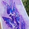 Mixed Media Semi Abstract Schilderij Print/Kaart, Bladeren in Paars