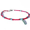 Rode enkelketting met rocailles, glaskralen en turquoise haaientand bedel. Handgemaakt enkelbandje, rode met turquoise enkelbandje, Per Elle