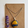 RVS ketting met uniek Blauw en Oranje glas hanger