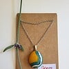 RVS ketting met uniek "Gouden Tij 002" glas hanger